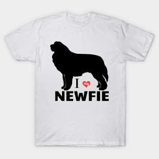 Newfie Pattern in Red Newfoundland Dogs with Hearts / I love my Newfie T-Shirt